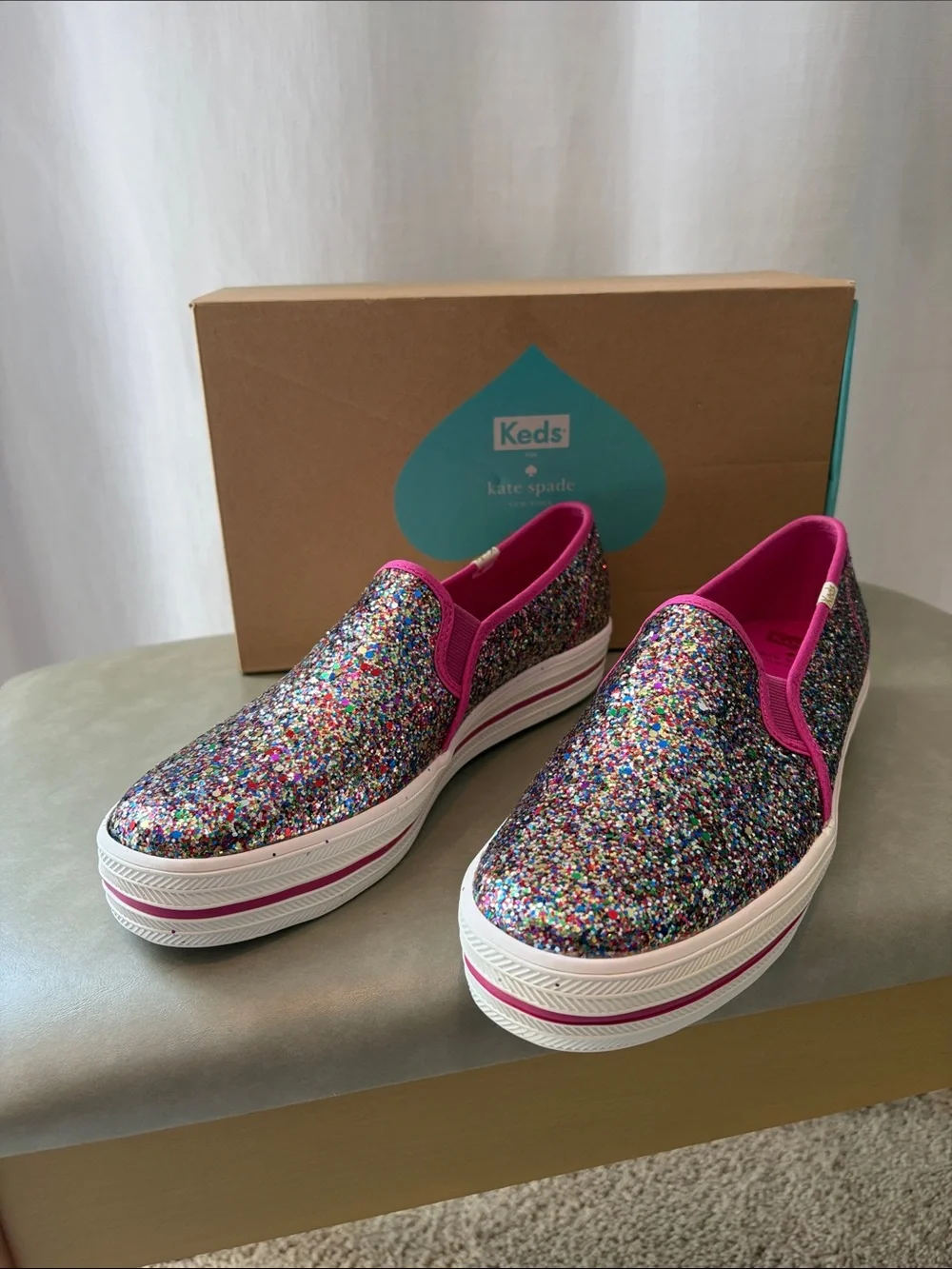 Keds Kate Spade eddition Multicolor Glitter Slip-On Platform Sneakers